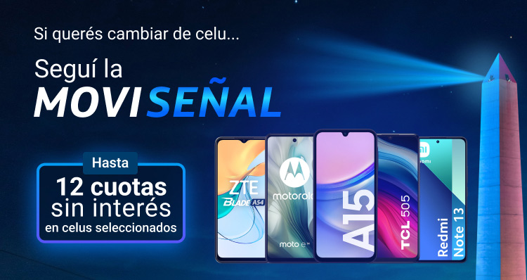 Aprovecha las oferta y cambiá el celu. Hasta 12 cuotas sin interés con tarjetas seleccionadas.