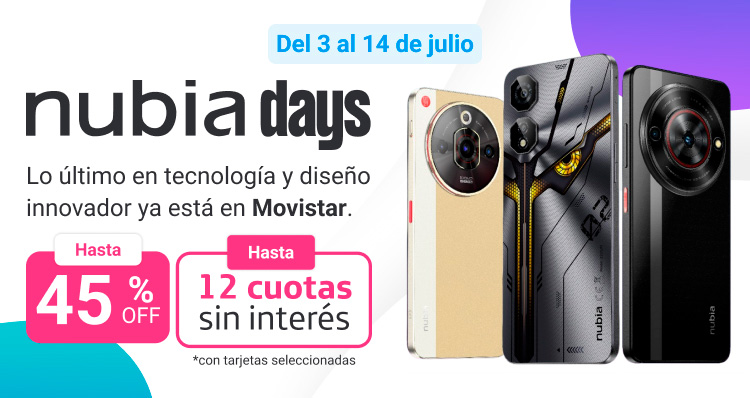 Nubia days, 45 porciento de descuento y 12 cuotas sin interés.
