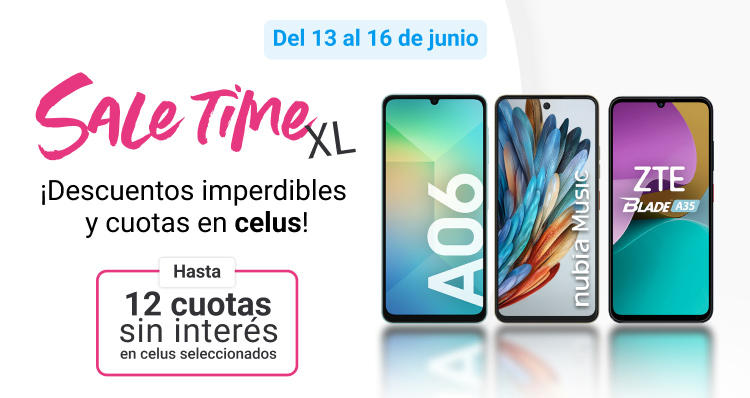 Aprovechá Sale Time XL con descuentos imperdibles y hasta 12 cuotas en celus.