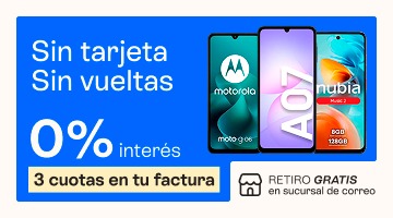 Sin tarjetas, sin vueltas. Compr&aacute; tu celu con cero porciento de interes y pagalo en 3 cuotas en tu factura