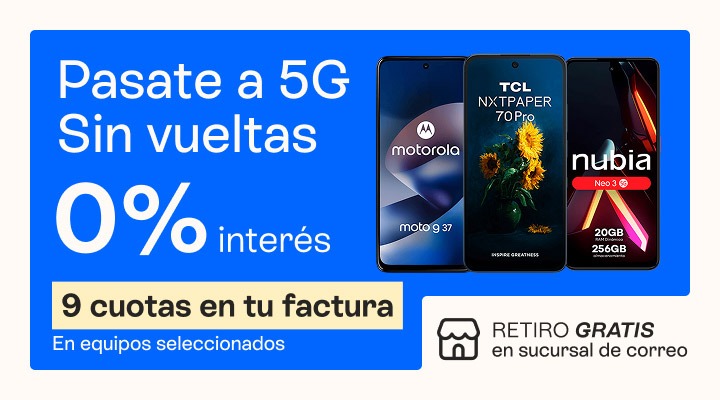 Sin tarjetas, sin vueltas. Compr&aacute; tu celu con cero porciento de inter&eacute;s y pagalo en 9 cuotas en tu factura