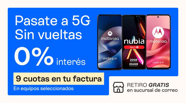 Sin tarjetas, sin vueltas. Compr&aacute; tu celu con cero porciento de inter&eacute;s y pagalo en 9 cuotas en tu factura