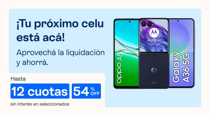 Tu pr&oacute;ximo celu esta ac&aacute;. Aprovech&aacute; la liquidaci&oacute;n y ahorr&aacute;. Hasta 12 cuotas sin inter&eacute;s