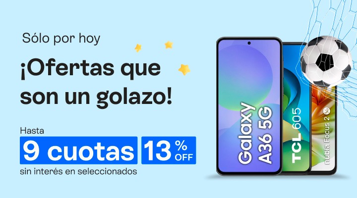 Solo por hoy. Ofertas que son un golazo. Hasta 13 porciento de descuento y hasta 9 cuotas sin inter&eacute;s en seleccionados 