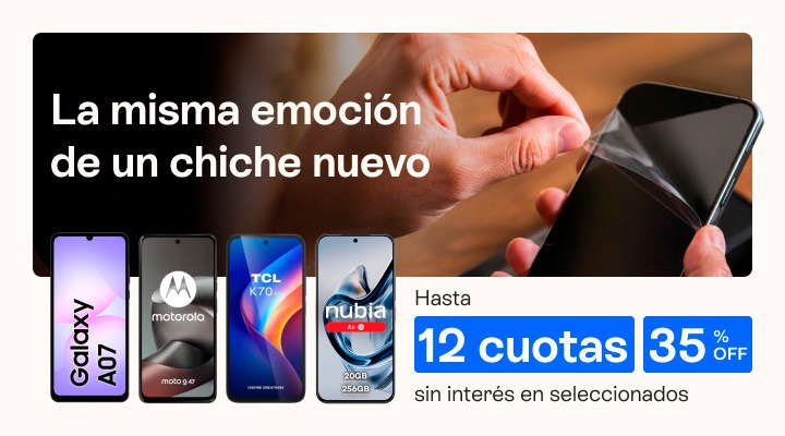 La misma emoci&oacute;n de un chiche nuevo. llev&aacute; tu celu con hasta 35 porciento de descuento y hasta 12 cuotas sin inter&eacute;s.