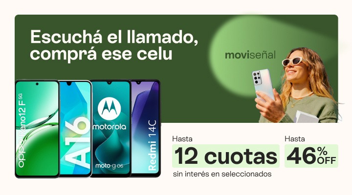 Movise&ntilde;al. Atend&eacute; el llamado, compr&aacute; ese celu. hasta 12 cuotas sin inter&eacute;s y hasta 46% de descuento en celus seleccionados