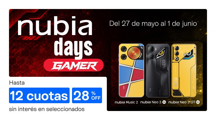 Nubia Days, aprovech&aacute; descuentos increibes en celus nubia, hasta 28% de descuento y hasta 12 cuotas sin inter&eacute;s