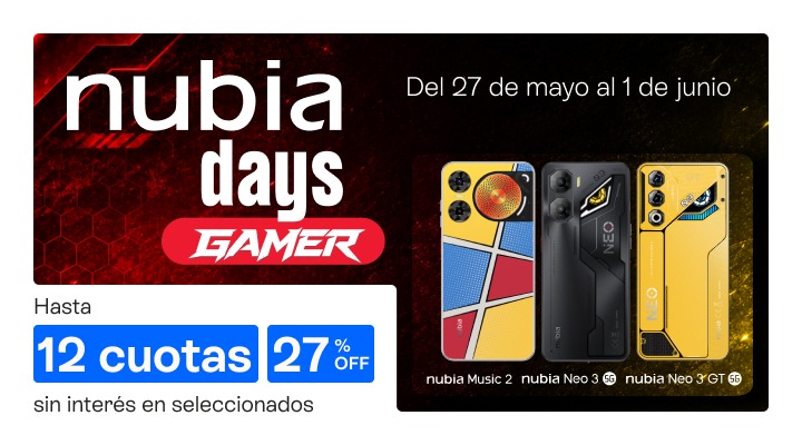 Nubia Days, aprovech&aacute; descuentos increibles en celus nubia, hasta 27% de descuento y hasta 12 cuotas sin inter&eacute;s
