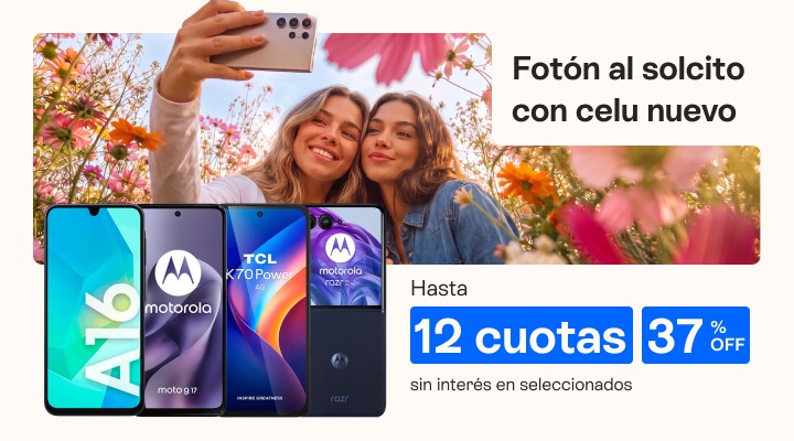 Fot&oacute;n al solcito con celu nuevo. Hasta 37 porciento de descuento y hasta 12 cuotas sin inter&eacute;s