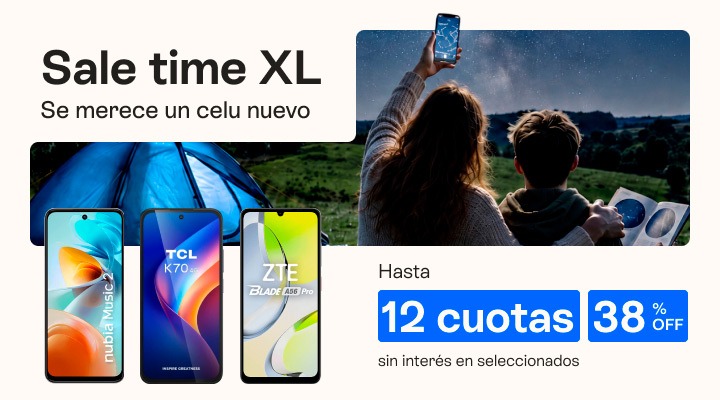 Sale time XL. Se merece un celu. Hasta 38 porciento de descuento y hasta 12 cuotas sin inter&eacute;s